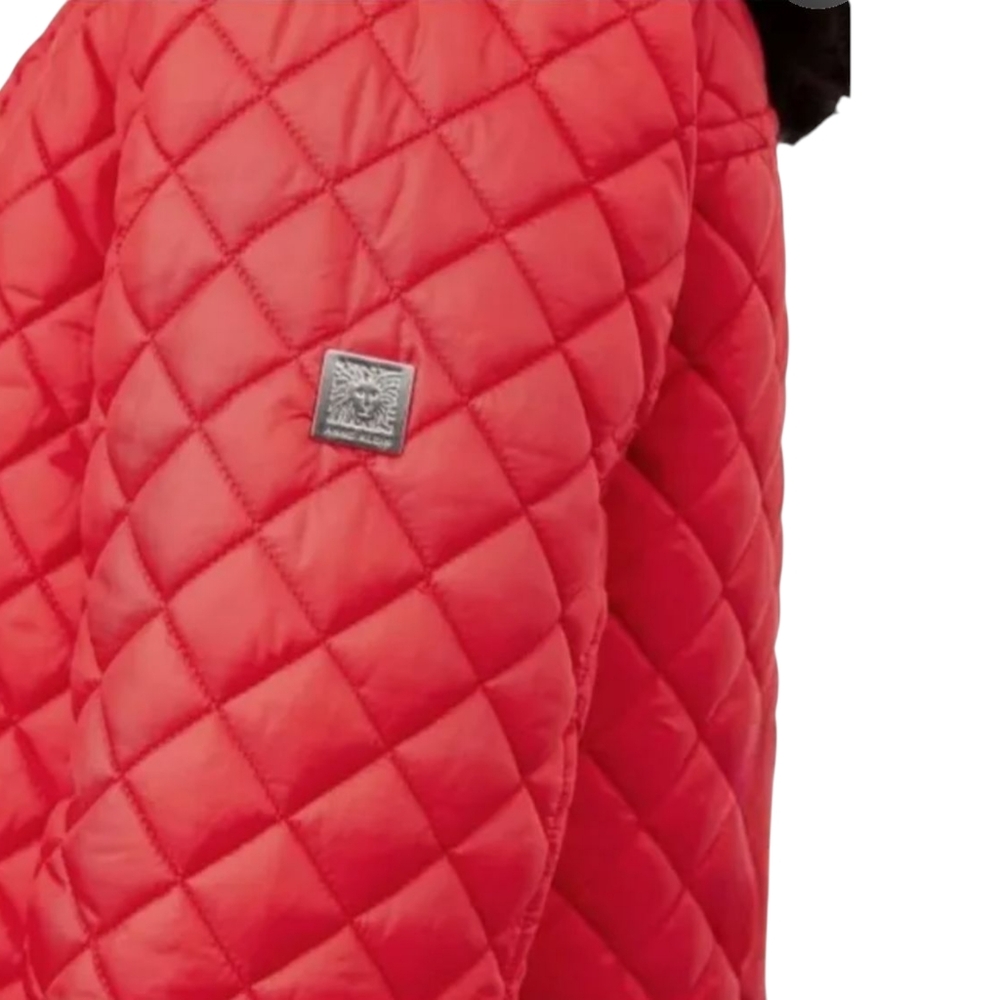 Anne Klein  | Women's Quilted Jacket Coat | Red | Medium - Picture 8 of 12